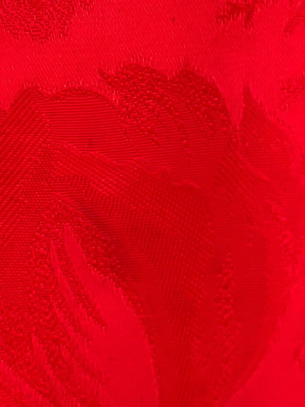 Vintage Red Damask Jacquard Fabric Unused 42 x 90 inches